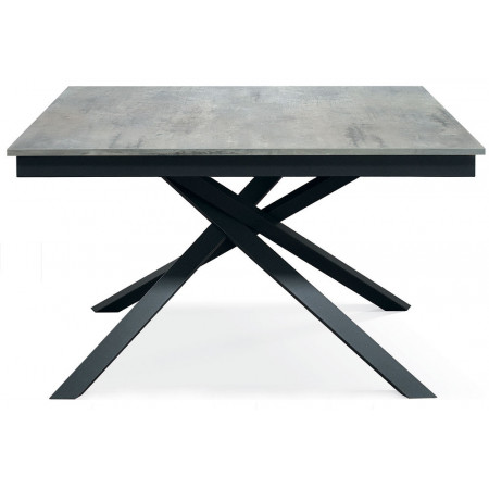 2345  Tavolo con base bianca o nera in metallo, piano allungabile grigio cemento