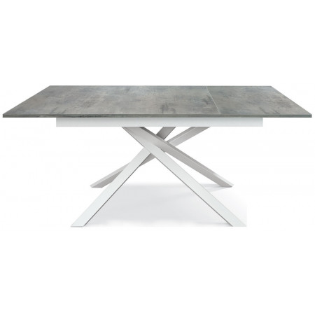 2345  White or black metal table base, cement grey melamine extending top