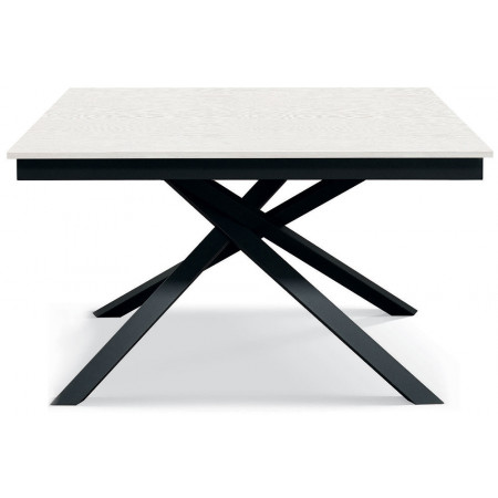 2346  White or black metal table base, white ash wood melamine extending top