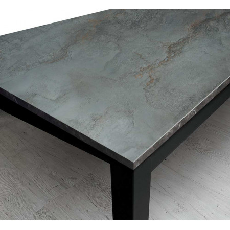 2352  Folding or extending table with metal base, oxidized steel top