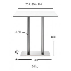 BT2162T  Chromed, stainless, or black steel table base, rectangular max cm 160 tops