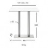 2162T Chromed, stainless or black steel table base, rectangular max cm 160 top