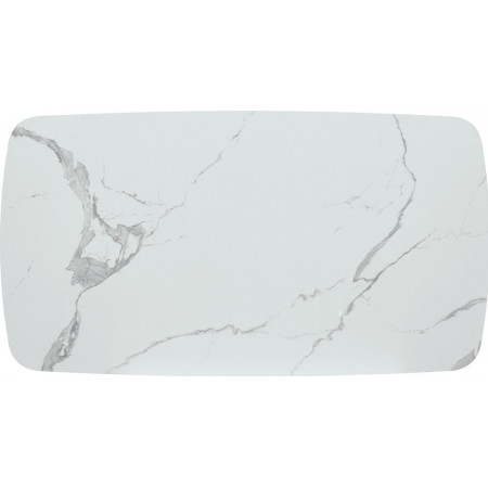 2356  Tavolo allungabile con base in metallo, piano rotante in ceramica effetto marmo bianco