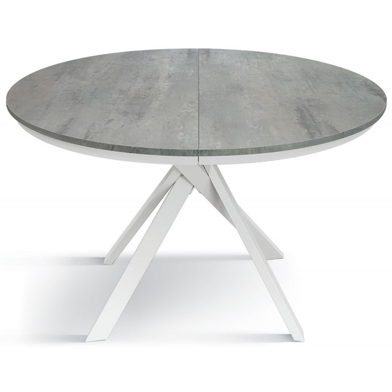 2360  White or black metal table base, cement grey melamine extending top