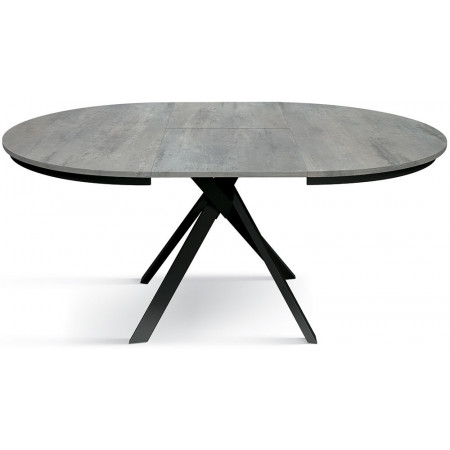 2360  White or black metal table base, cement grey melamine extending top