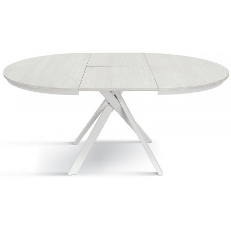 2361  White or black metal table base, white ash wood melamine extending top