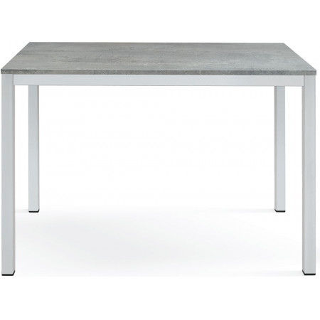 2364  Tavolo con base bianca in metallo, piano fisso in rovere, grigio cemento, o bianco