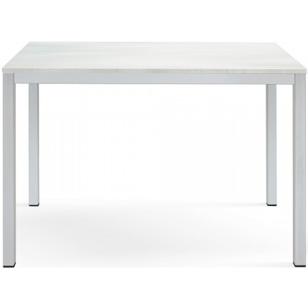 2364  Tavolo con base bianca in metallo, piano fisso in rovere, grigio cemento, o bianco