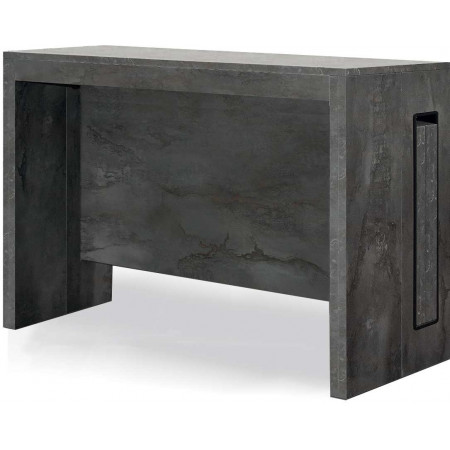 2371  Oxidized steel melamine finished console extending table