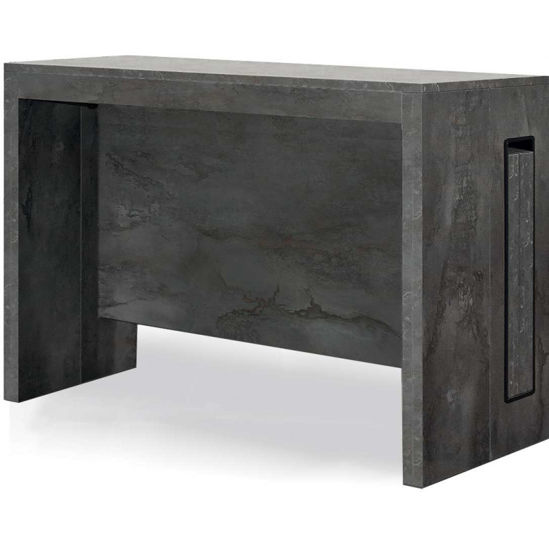 2371  Oxidized steel melamine finished console extending table