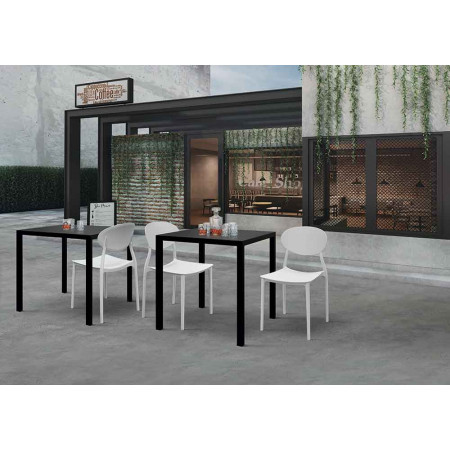 2372  Tavolino bar impilabile in metallo finitura grigio antracite