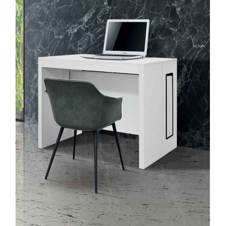 2373  White ash wood melamine finished extending console-table