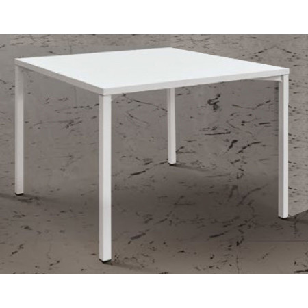 2375  Tavolino con base in metallo e piano in melaminico frassino bianco