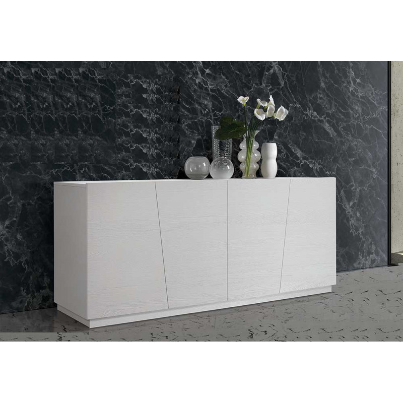 2374  White ash wood melamine finished sideboard 4 doors furniture