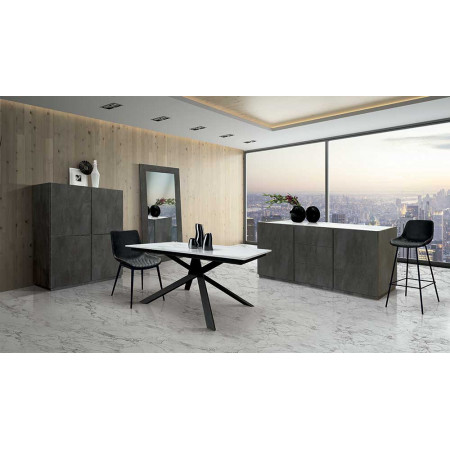 2380 Mobile credenza 2 ante+3 cassetti in melaminico acciaio ossidato