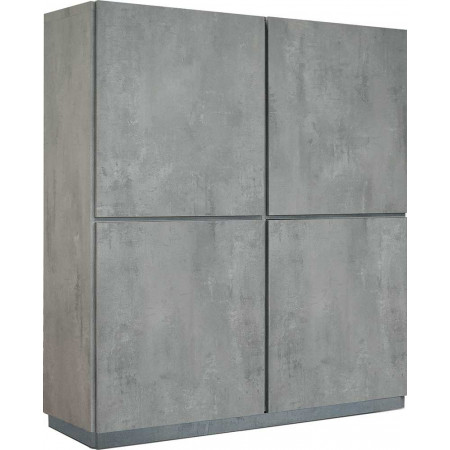 2384  Cement grey melamine 4 amortized doors wardrobe furniture, white marble effect top