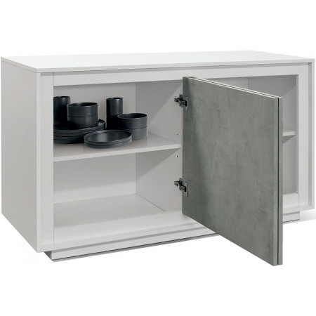 2388  Mobile credenza con 2 o 3 ante in melaminico bicolore bianco/grigio cemento