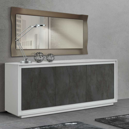 2389  Mobile credenza con 2 o 3 ante in melaminico bicolore bianco/acciaio ossidato
