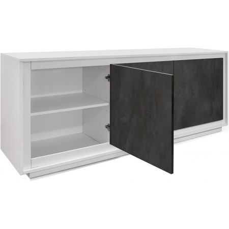 2389  Mobile credenza con 2 o 3 ante in melaminico bicolore bianco/acciaio ossidato