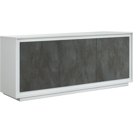 2389  Mobile credenza con 2 o 3 ante in melaminico bicolore bianco/acciaio ossidato