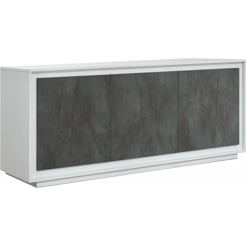 2389  Mobile credenza con 2 o 3 ante in melaminico bicolore bianco/acciaio ossidato