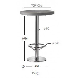 BT2520  Base tavolo in acciaio cromato, inox, o nero, piano max cm 120