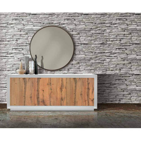2390  Mobile credenza con 2 o 3 ante in melaminico bicolore bianco/rovere naturale