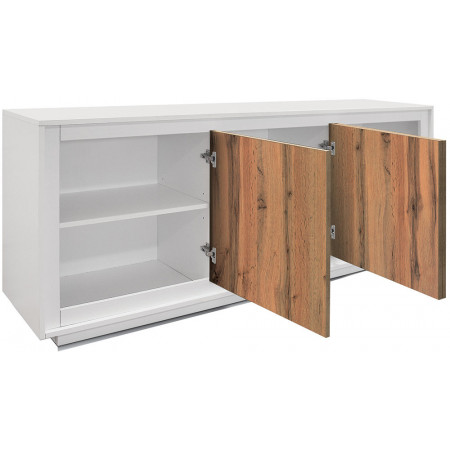 2390  Mobile credenza con 2 o 3 ante in melaminico bicolore bianco/rovere naturale