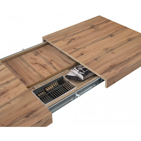 2392  Black or white metal table base, durmast wood melamine veneered top