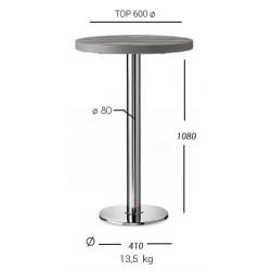 BT2520  Base tavolo in acciaio cromato, inox, o nero, piano max cm 120