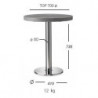 BT2520  Chromed, stainless steel, or black varnished table base, max cm 120 top