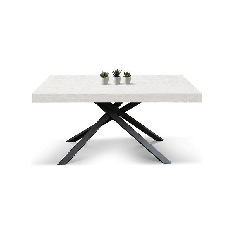 2395  Black or white metal table base, white ash wood melamine veneered top