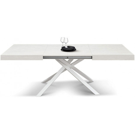 2395  Black or white metal table base, white ash wood melamine veneered top
