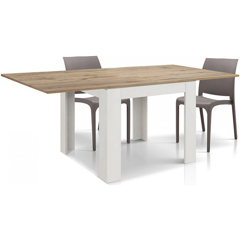 2396  White lacquered table base, durmast wood veneered extending top