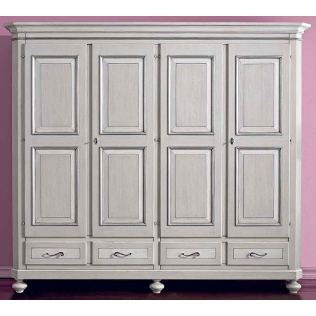 2417  Raw or finished wooden 4 doors and 4 drawers wardrobe, finishes to customer choice