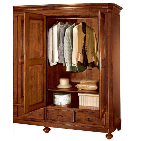 2417  Raw or finished wooden 4 doors and 4 drawers wardrobe, finishes to customer choice