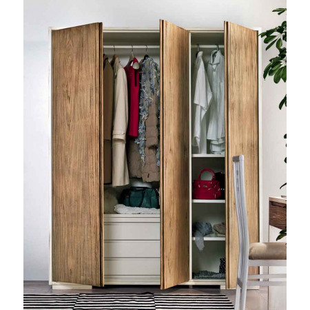 2420  Raw or finished wooden 3 doors wardrobe with dresser, finishes to customer choice