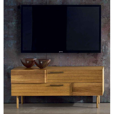 2426  Comò-porta TV 2 cassetti in legno grezzo o finito, finiture a scelta cliente