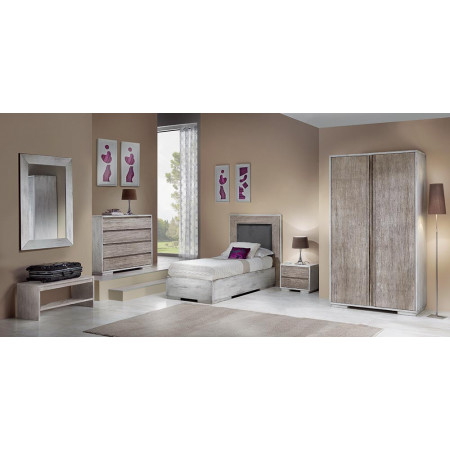 2422  Letto singolo con contenitore in legno grezzo o finito, finiture a scelta cliente