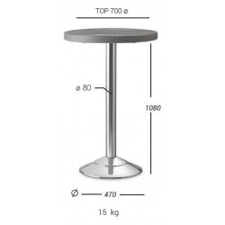 BT2523  Base per tavolo in acciaio cromato, inox, o nero, piano max cm 80