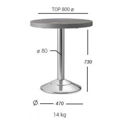 BT2523  Base per tavolo in acciaio cromato, inox, o nero, piano max cm 80