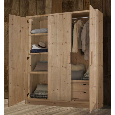 2436  Raw or finished wooden 3 doors wardrobe, finishes to customer choice