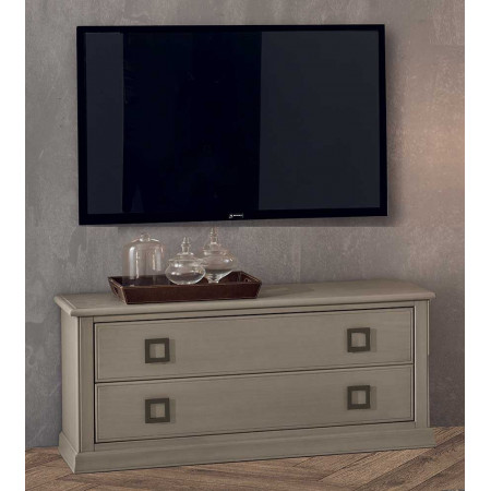 2447  Comò-porta TV 2 cassetti in legno grezzo o finito, finiture a scelta cliente