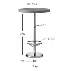 BT2525  Base per tavolo in acciaio cromato, inox, o nero, piano max cm 80