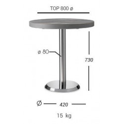 BT2525  Base per tavolo in acciaio cromato, inox, o nero, piano max cm 80