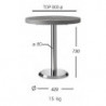 BT2525  Chromed, stainless or black varnished steel table base, max cm 80 top