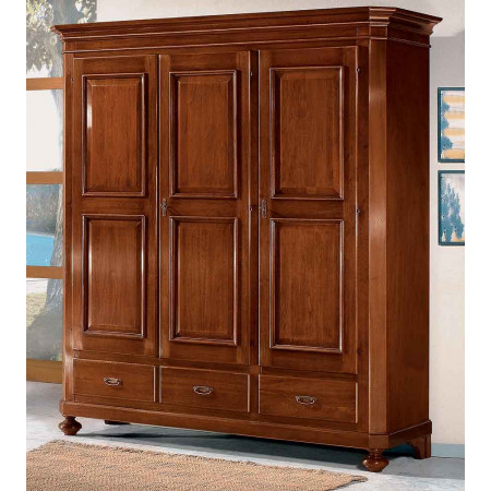 2460  Raw or finished 3 doors and 3 drawers wooden wardrobe, finishes to customer choice