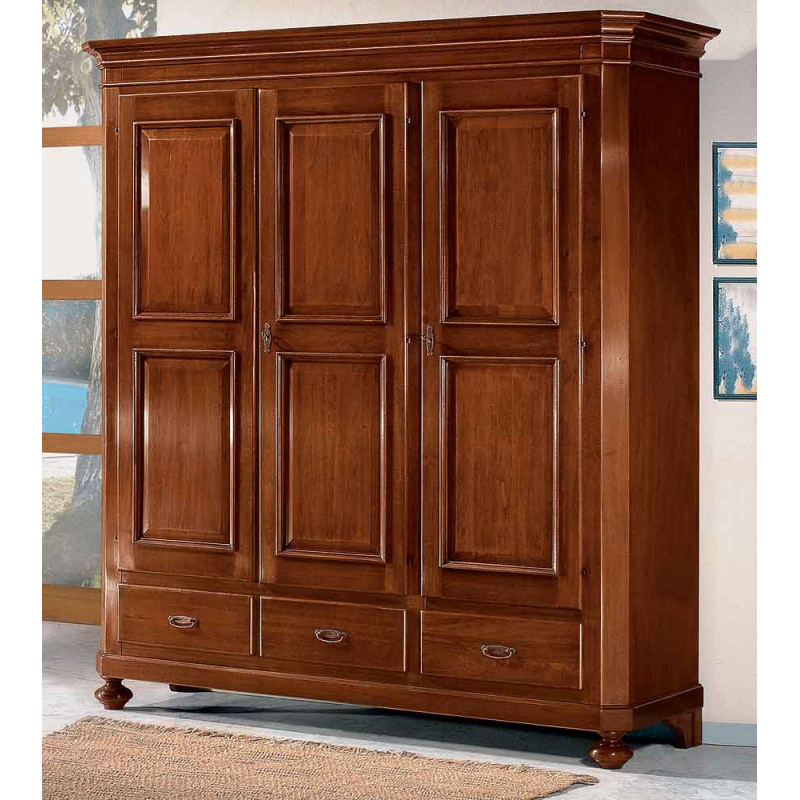 2460  Armadio 3 ante e 3 cassetti in legno grezzo o finito, finiture a scelta cliente