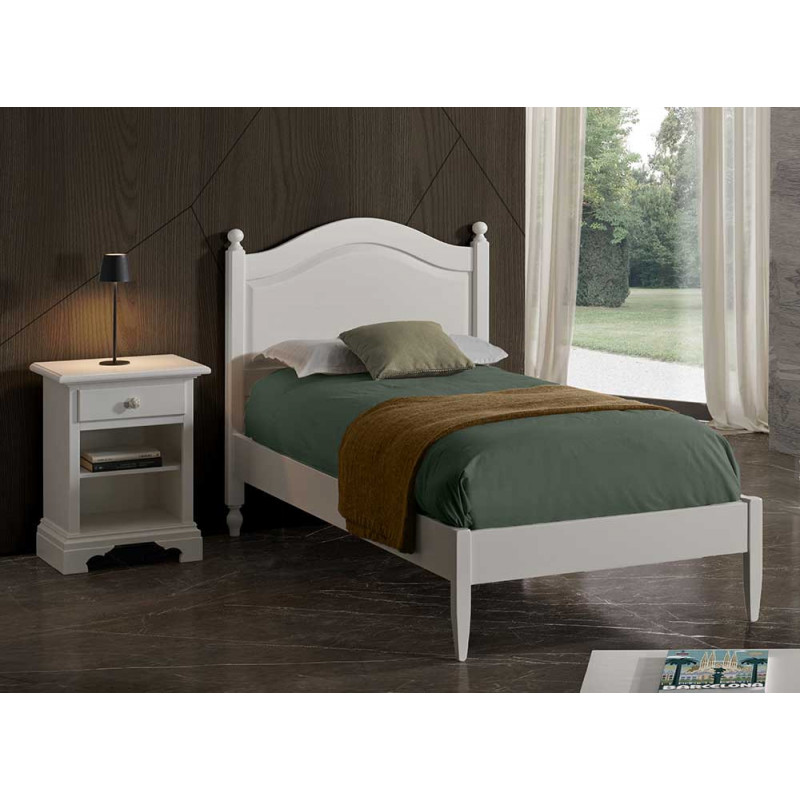 2461  Letto singolo 1 piazza in legno grezzo o finito, finiture a scelta cliente