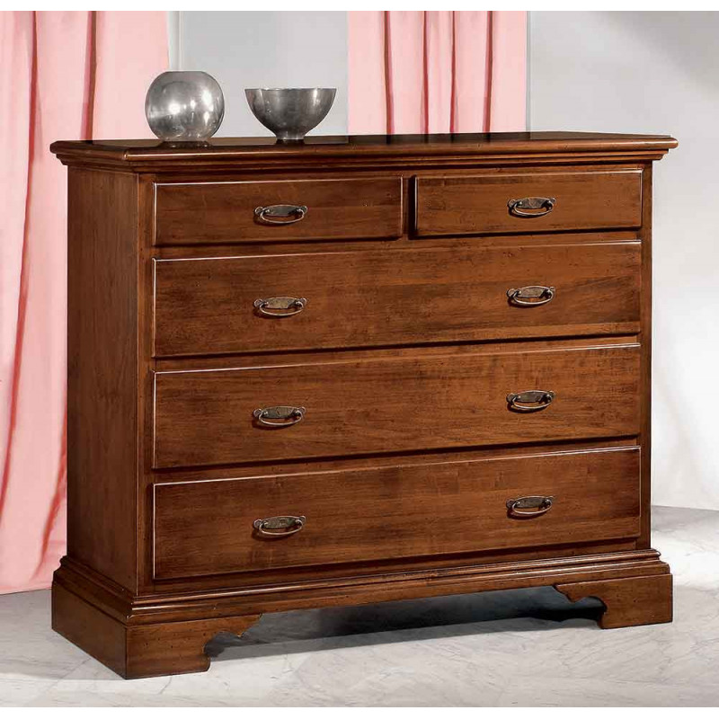 2465  Comò 5 cassetti in legno grezzo o finito, finiture a scelta cliente